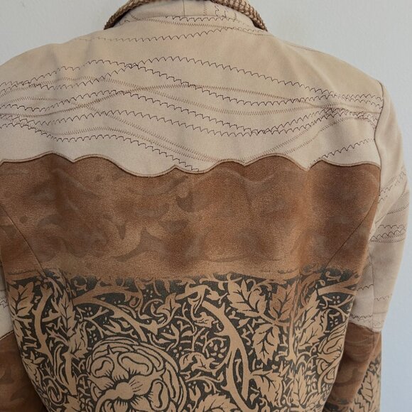 Coldwater Creek Women Size 12 Multi MixedPrint Faux Suede Contrast Stitch Jacket - Picture 11 of 14